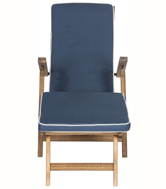 Safavieh 56" x 36" Natural & Navy Palmdale Outdoor Lounge Chair