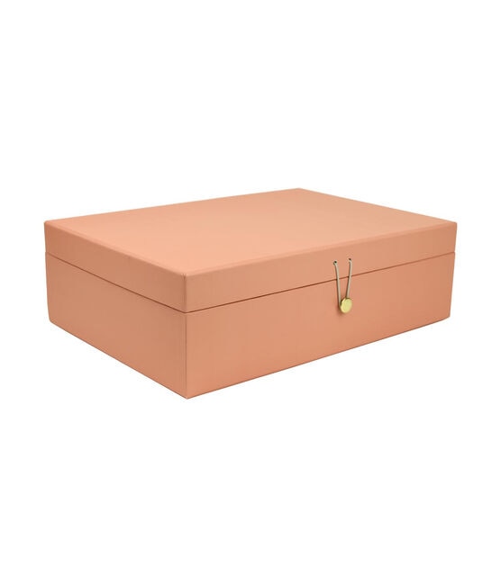 14" Orange Pantone Rectangle Box With Button Closure by Place & Time