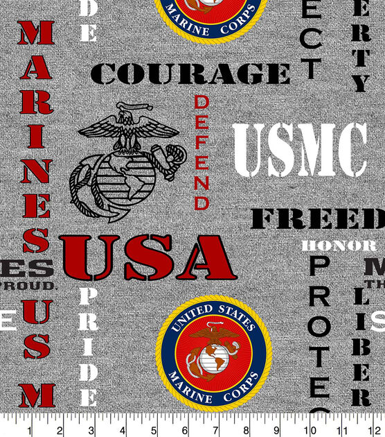 Marines Fleece Fabric Heather Logo
