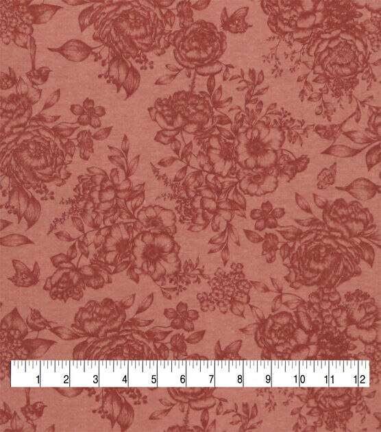 Large Tonal Floral Red 108" Wide Flannel Fabric, , hi-res, image 3