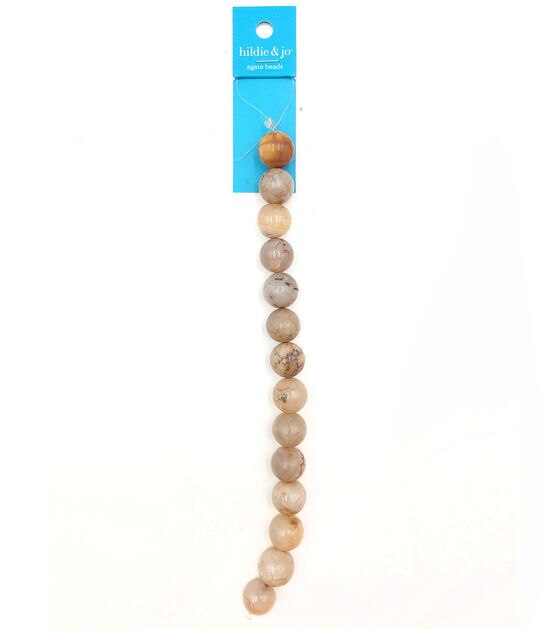 7" Tan & Ivory Round Agate Strung Beads by hildie & jo