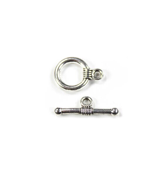 8pk Antique Silver Small Metal Toggle Clasps by hildie & jo
