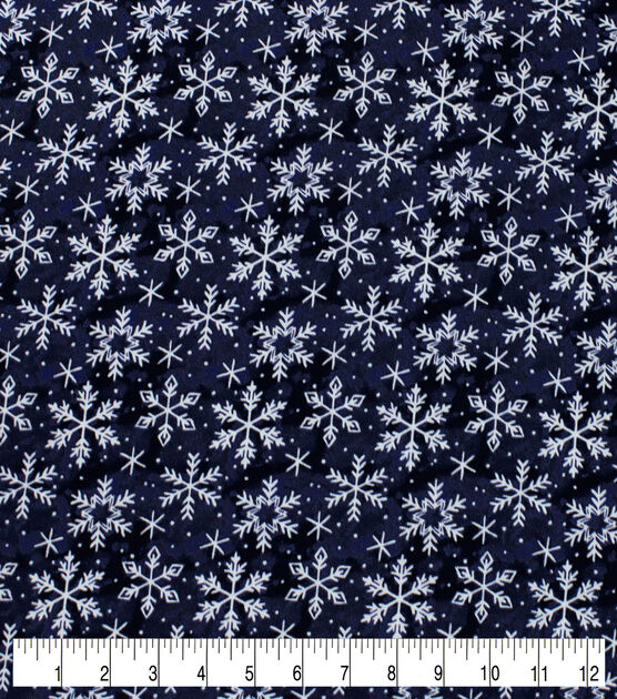 Snowflakes on Blue Texture Christmas Cotton Fabric, , hi-res, image 3