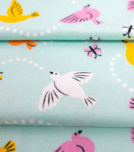 Tossed Pastel Birds Super Snuggle Flannel Fabric, , hi-res, image 3