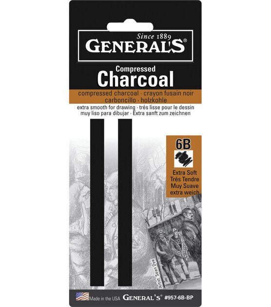 General Pencil Compressed Charcoal Set, 6B, Soft, 2/Pkg.