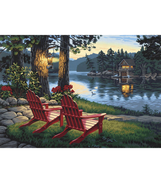 Dimensions 20" x 14" Adirondack Evening Paint By Number Kit