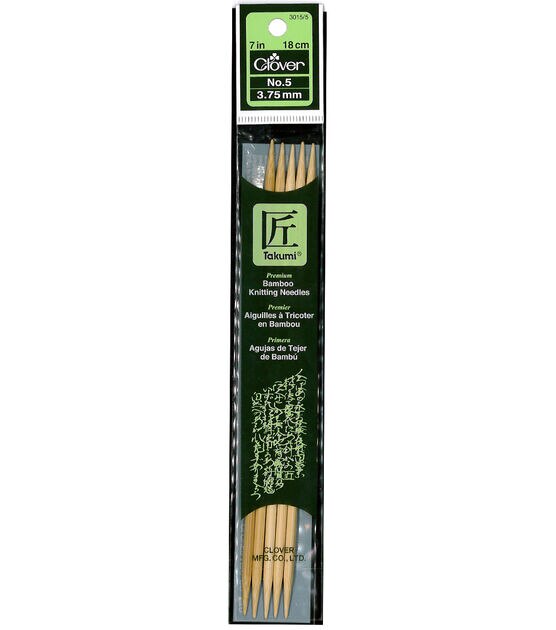 Clover 7" Bamboo 5/3.75mm Double Point Knitting Needle Set 5ct