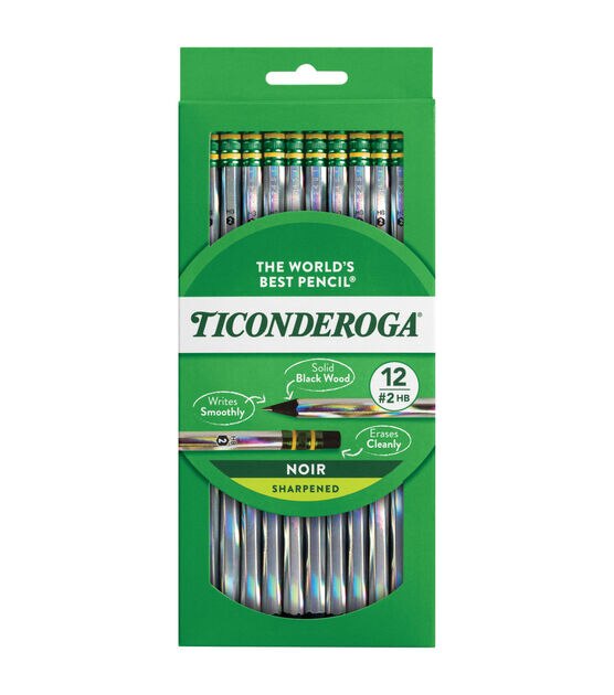 Ticonderoga® Noir Pencils, Holographic Foil On Black Wood, #2 Soft,  Presharpened, 12 Per Pack, 3 Packs : Target