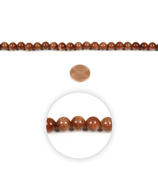 7mm Spattered Round Goldstone & Glass Bead Strand by hildie & jo
