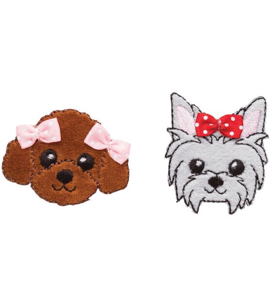 Simplicity 2ct Puppies With Bows Iron On Patches