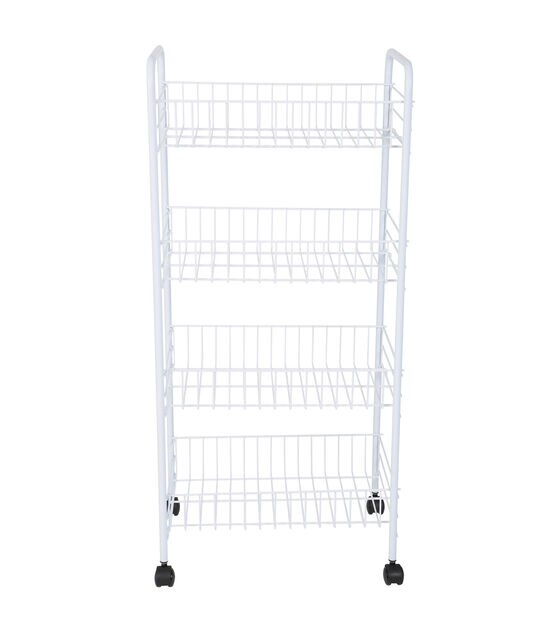 Simplify 33" White 4 Tier Rolling Storage Cart, , hi-res, image 2