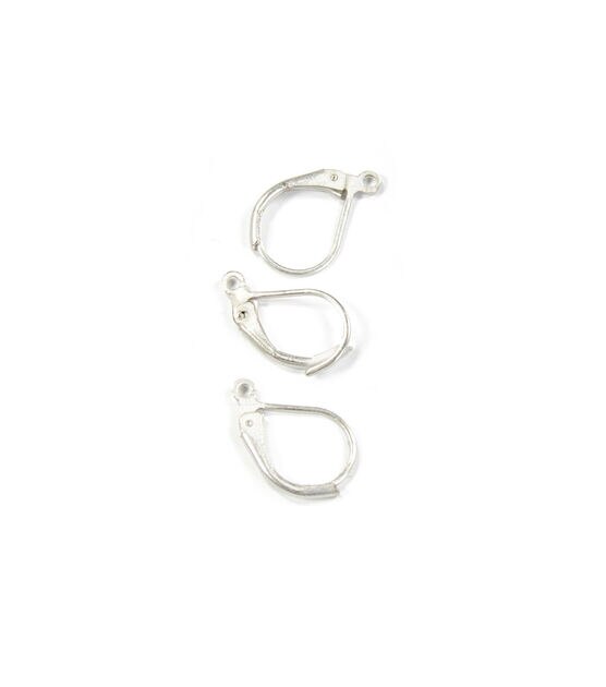 16mm Matte Silver Metal Lever Back Plain Ear Wires 8pk by hildie & jo