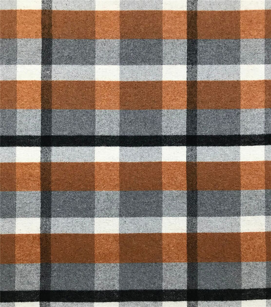 Tan Gray and White Plaid Wool Blend Apparel Fabric