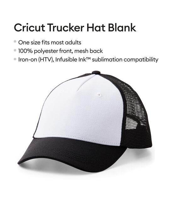 Cricut Black & White Polyester Trucker Hat With Mesh Back, , hi-res, image 3