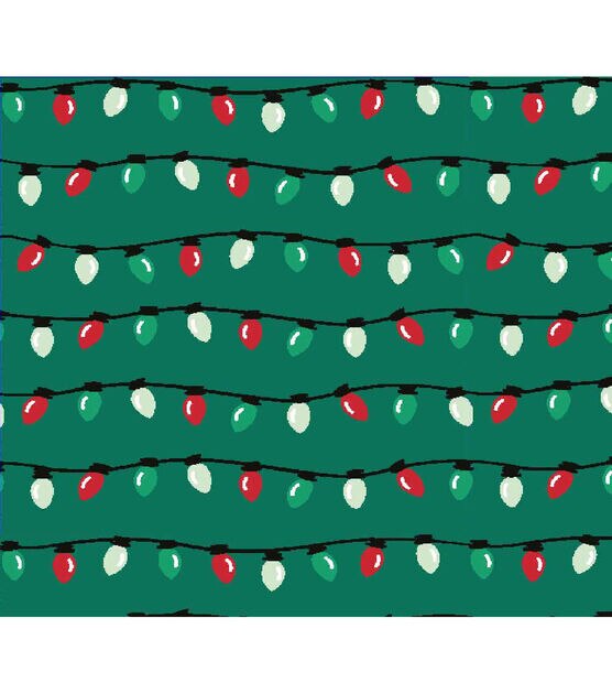 String Lights on Green Super Snuggle Christmas Flannel Fabric