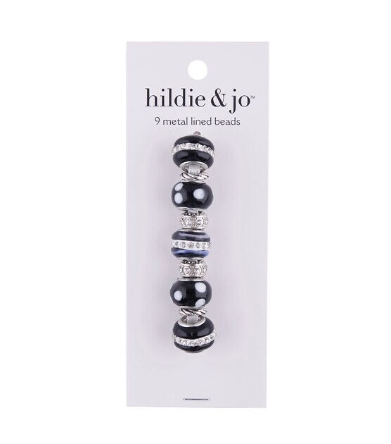 15mm Clear & Black Metal Lined Crystal Glass Beads 9ct by hildie & jo