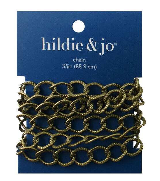 35" Oxidized Brass Twisted Textured Cable Metal Chain by hildie & jo