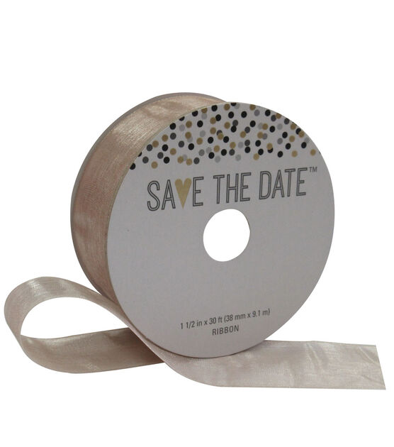 Save the Date 1.5'' X 30' Ribbon Nude Sheer