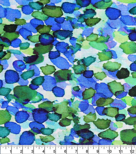 Blue & Green Thumb Prints Quilt Cotton Fabric by Keepsake Calico, , hi-res, image 2