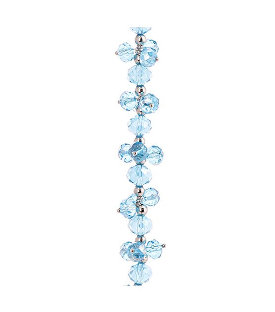 7" Blue Glass & Metal Crystal Dangle Bead Strand by hildie & jo, , hi-res, image 2
