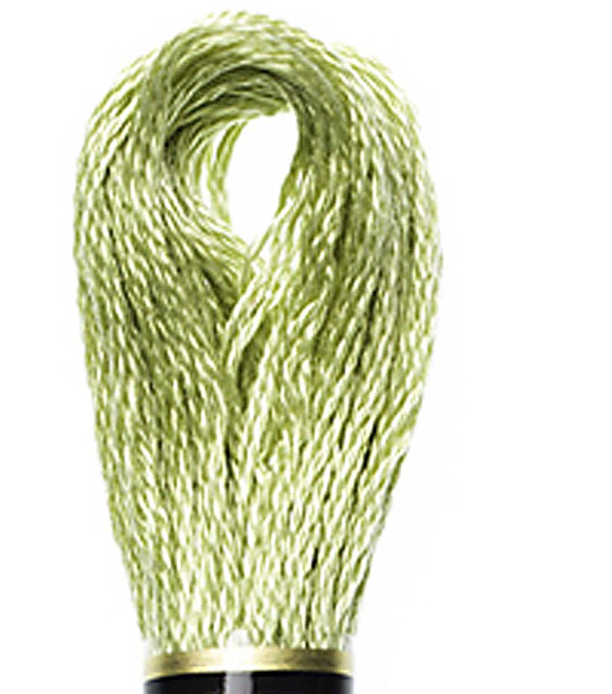 DMC 8.7yd Greens & Grays 6 Strand Cotton Embroidery Floss, 3348 Light Yellow Green, swatch, image 1