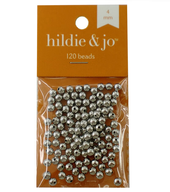 4mm Silver Round Metal Beads 120pc by hildie & jo