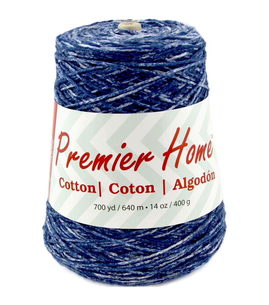 Premier Yarns Home Cotton Multi Cone 700yds Worsted Cotton Yarn, Denim Splash, swatch