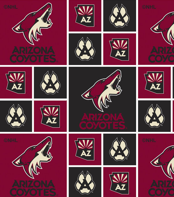 Arizona Coyotes Cotton Fabric Block