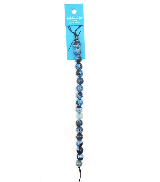 7" Blue Round Agate Strung Beads by hildie & jo