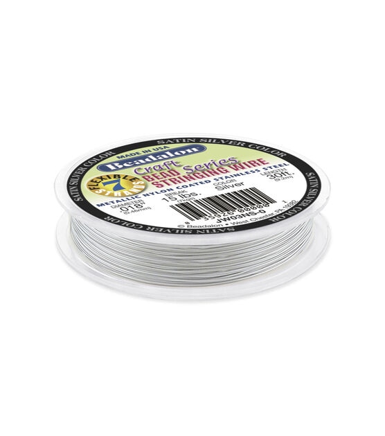 Beadalon Metallic Nylon Coated Stainless Steel Wire, Silver, .018 inch, 30ft.