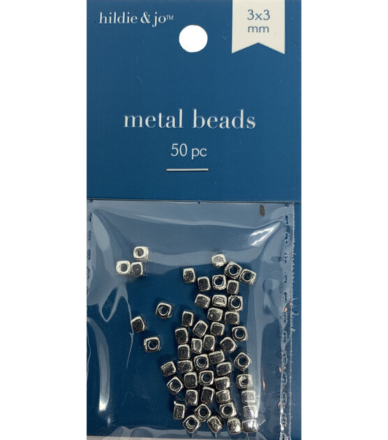 3mm Silver Square Metal Spacer Beads 50pc by hildie & jo