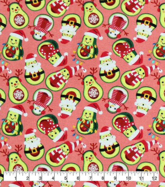 Avocado Santa & Snowmen Super Snuggle Christmas Flannel Fabric