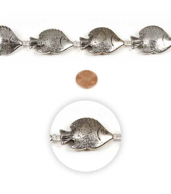 26mm x 38mm Silver Fish Bead Strand by hildie & jo