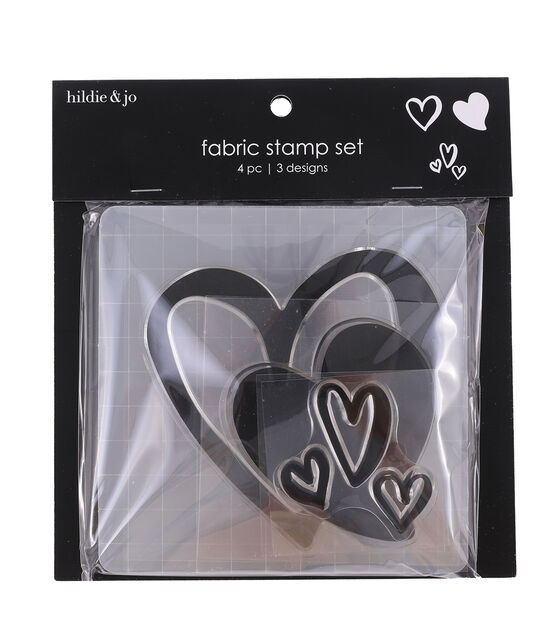 4 Heart Fabric Stamps 4ct by hildie & jo