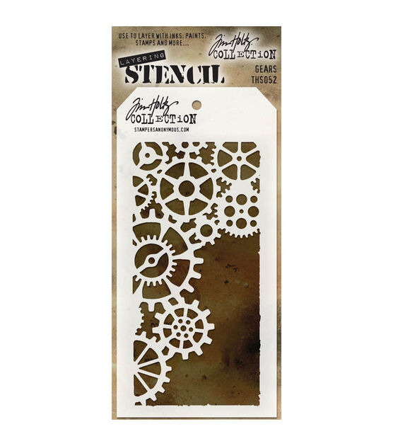 Stampers Anonymous Tim Holtz 4.13''x8.5'' Layering Stencil Gears