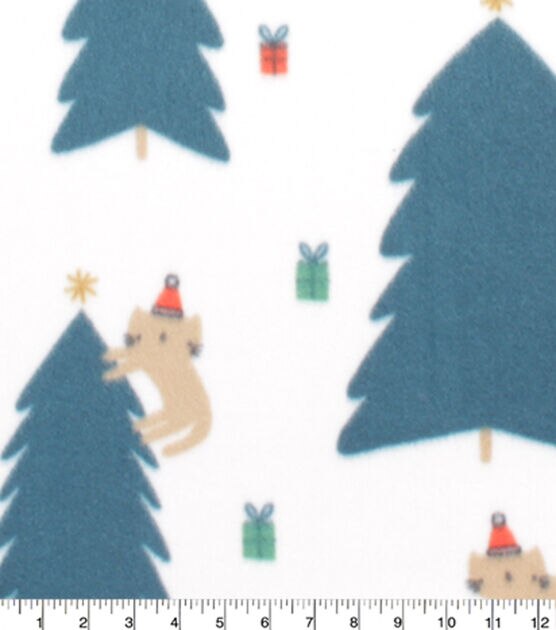 Cats In Christmas Trees Blizzard Prints Fleece Fabric, , hi-res, image 3
