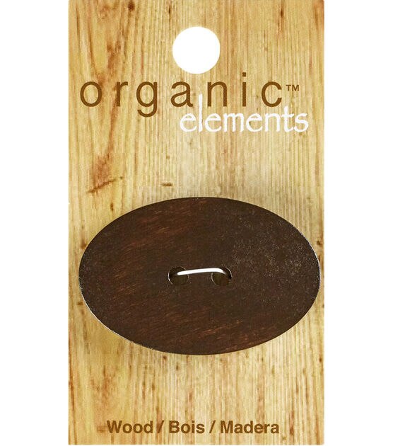 Organic Elements 1 3/4" Wood Oval 2 Hole Button, , hi-res, image 1