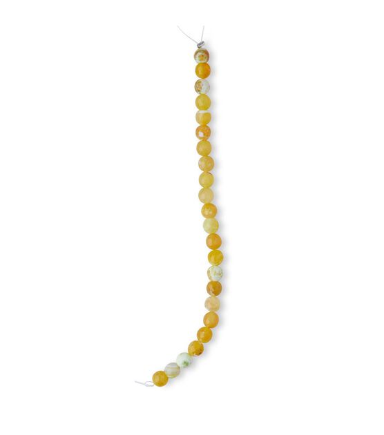 7" Yellow Round Agate Bead Strand by hildie & jo, , hi-res, image 2