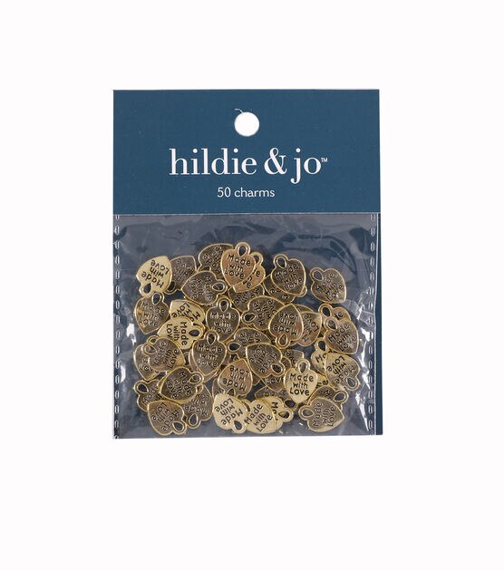 50pk Gold Made With Love Charms by hildie & jo