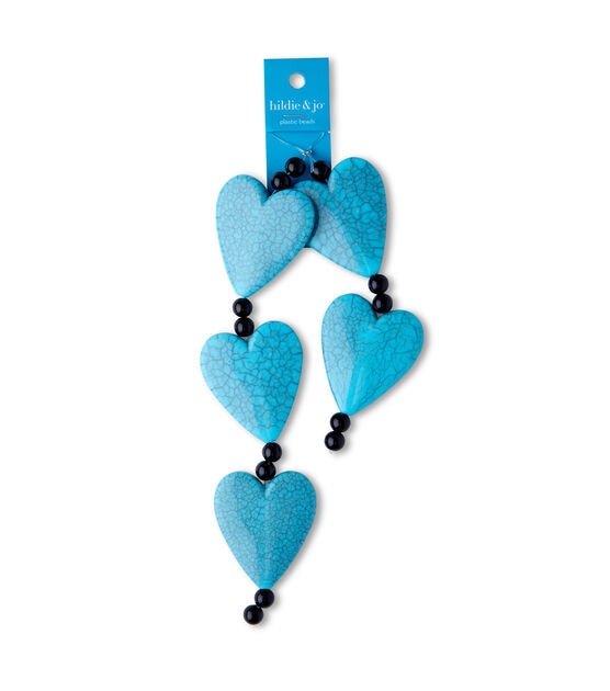 12" Blue Plastic Urban Funky Heart Bead Strand by hildie & jo