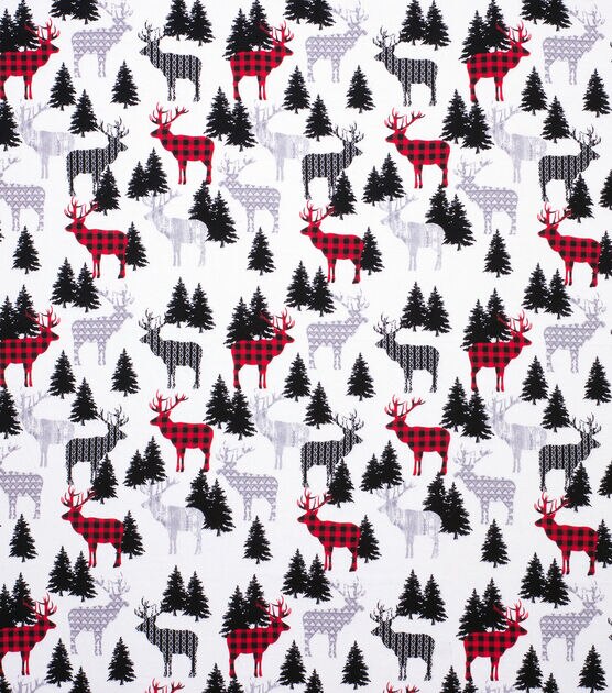 Patterned Deer & Trees Super Snuggle Christmas Flannel Fabric