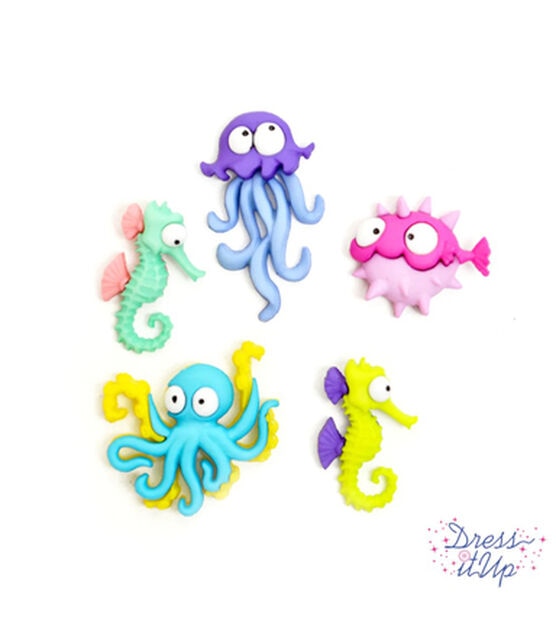 Dress It Up 5ct Beach Creatures of the Sea Shank Buttons