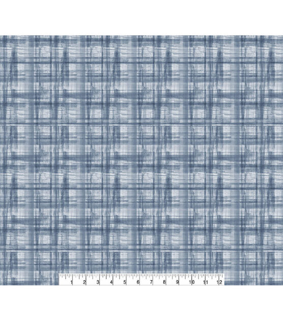 Blue Faded Plaid Super Snuggle Flannel Fabric, , hi-res, image 2