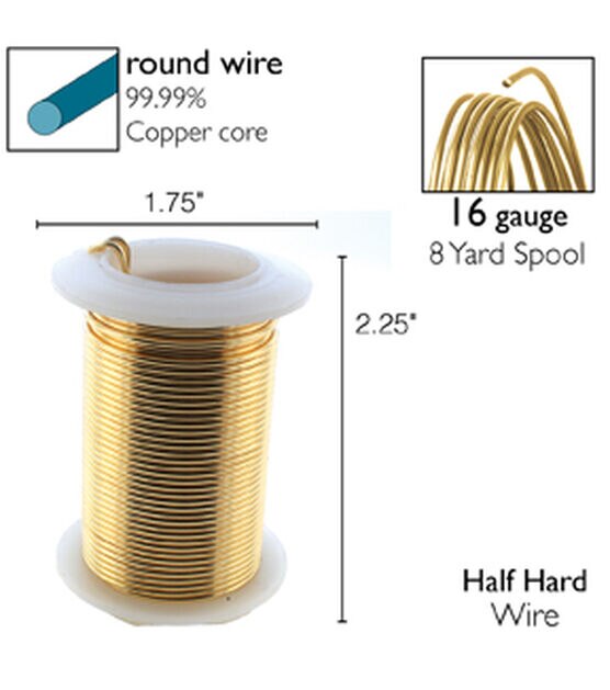 Artistic Wire, 22 Gauge Tarnish Resistant Colored Copper Craft Wire,  Antique Brass Color, 8 yd