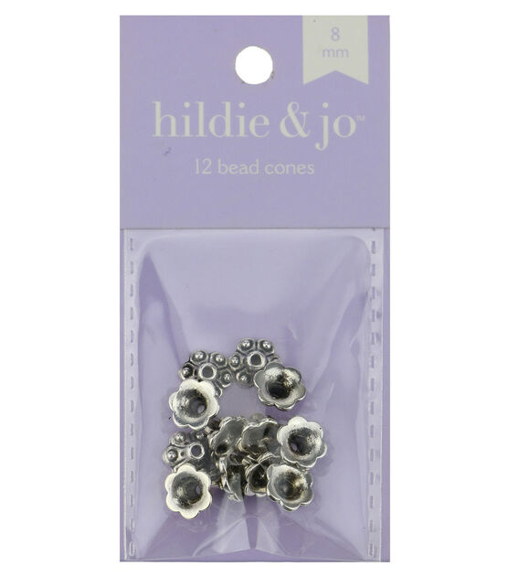 8mm Antique Silver Metal Bead Cones 12ct by hildie & jo