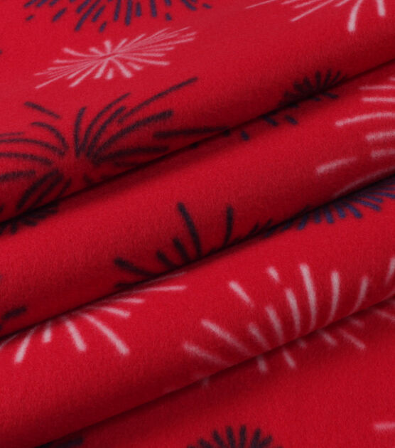 Red Firework Blizzard Prints Fleece Fabric, , hi-res, image 3