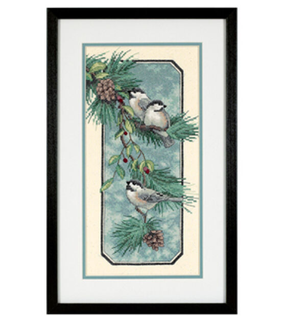 Dimensions 8" x 16" Chickadees on a Branch Stamped Cross Stitch Kit