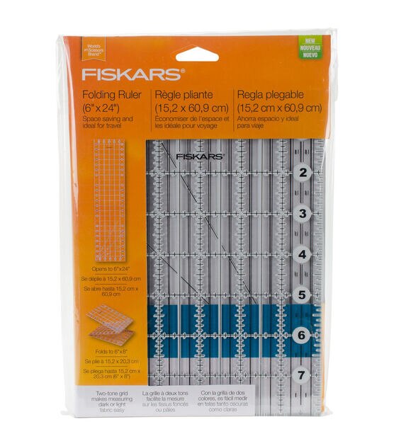 Fiskars Folding Quilters Ruler 6 x 24 great for travel, retreats, compact  storage