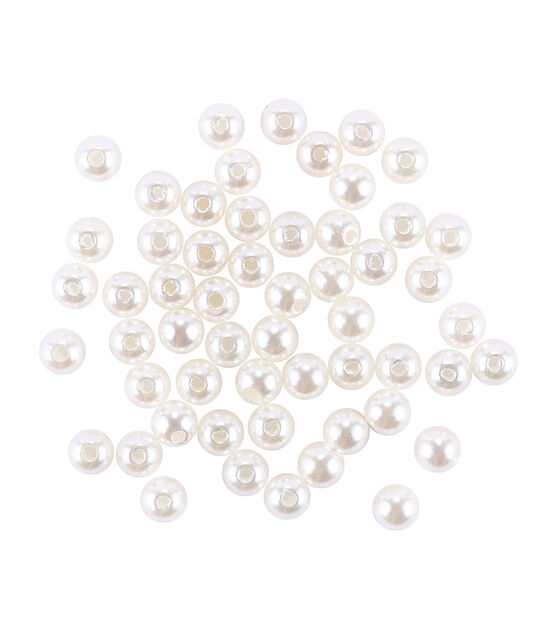 Joy Round Plastic Beads Large Size 50ct White Color