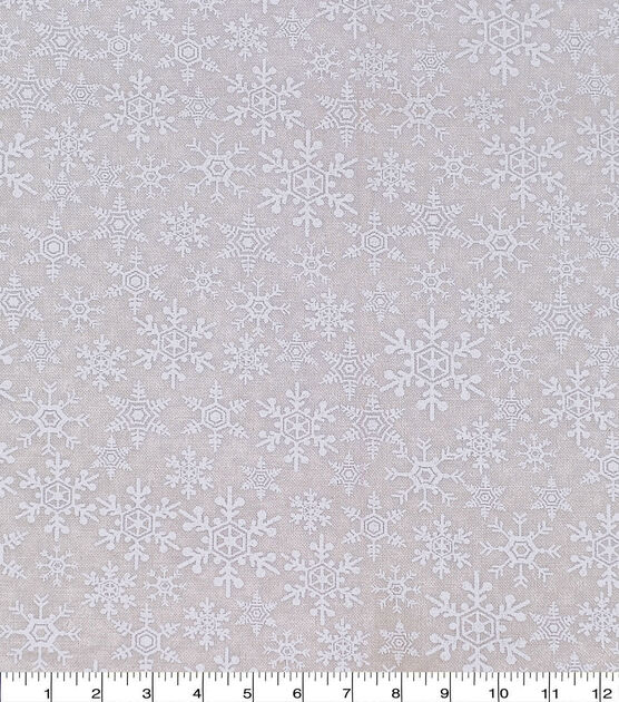 White Snowflakes Christmas Cotton Fabric